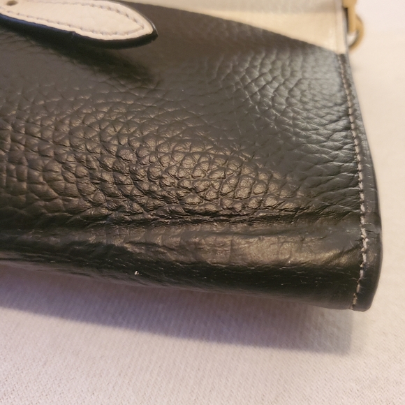 TORY BURCH Perry White Deep Blue Black Colorblock Pebbled Leather Crossbody Bag - Picture 8 of 14